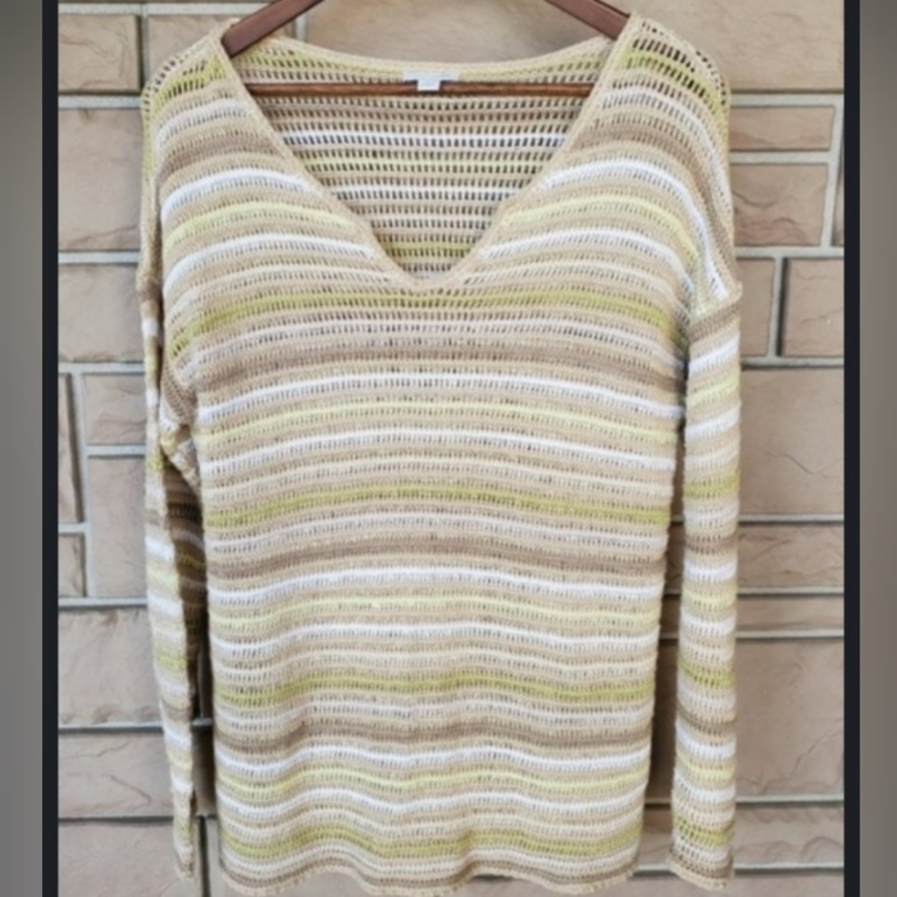 J. Jill Open Weave Linen Blend Lightweight Pullover
